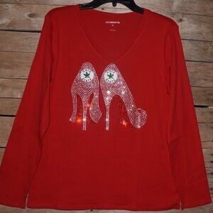 Ohio State rhinestone bling  red long sleeved shirt XL